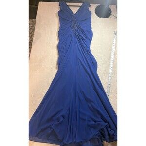 Tadashi Shoji Blue Beaded Formal Evening Gown Dress Elegant Special Occasion